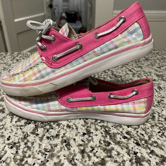 Sperry Bahama Pastel Plaid Boat Shoe Size 4(Y)/6(W) - Picture 5 of 13